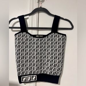 Black, white and grey Fendi crop top